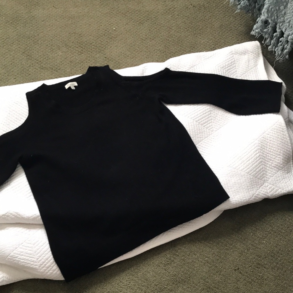 Super soft black cold shoulder sweater